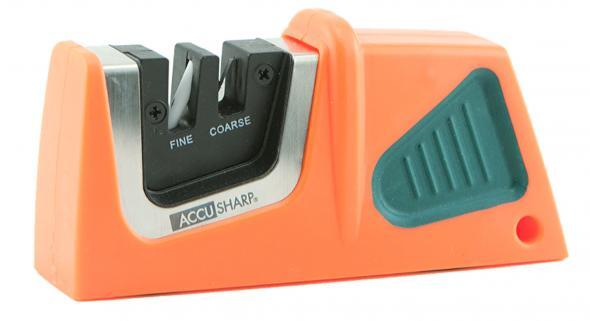 thumbnail image 2 of AccuSharp Compact Pull-Through Knife Sharpener (White/Blue) - Dual Stage Carbide & Ceramic Sharpener 2 of 9