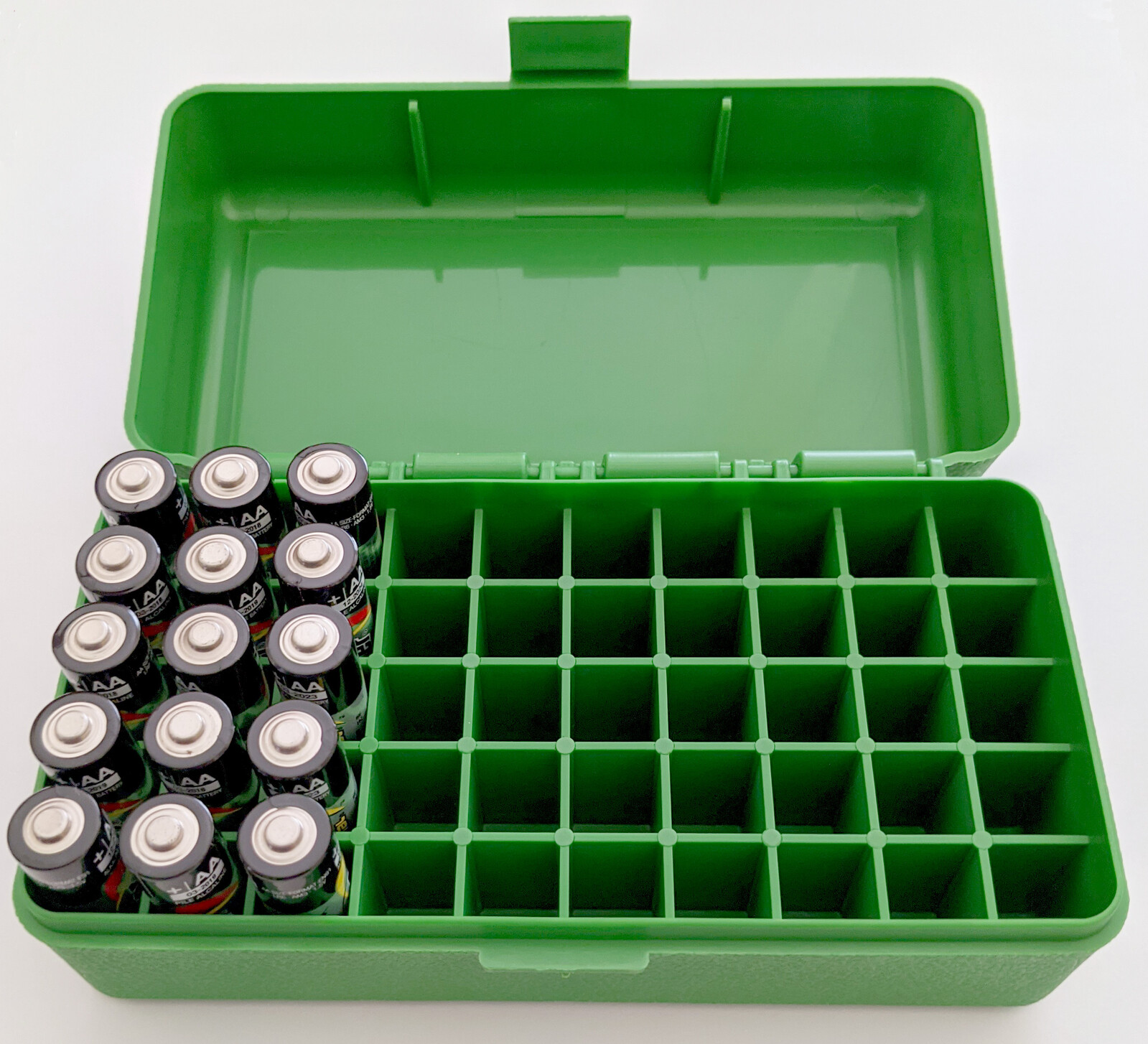 MTM Case-Gard Flip-Top Battery Storage Box - Hold 50 x AA Battery - GREEN