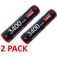 Powa Beam 18650 USB Rechargeable Torch Battery 3400mah - 2 PACK