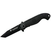 Smith & Wesson Special Tactical Flipper 3.5" Plain Black Tanto Blade, ABS Handles - CKTACB
