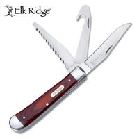 Elk Ridge Combo Pocket Gentleman's Knife With Saw, Gut Hook Blade - Wooden ER-089W