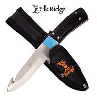 Elk Ridge Black Pakkawood Gut Hook Skinner Knife 173mm (ER-200-08BL)