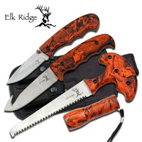 Elk Ridge Orange Camo Hunting Knife Saw Torch Set (4-Piece) ER-273OC