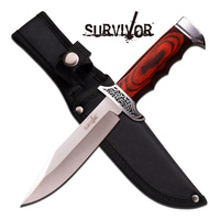 Survivor Wooden Handle Fixed Blade Knife - K-HK-783