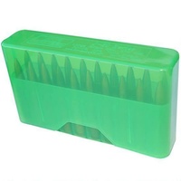MTM Slip-Top Rifle Ammo Box - 20 Round for Remington Mags, Wby Mags, Winchester Mags - Clear Green J20-LLD-16
