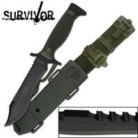 Survivor Tactical Black Reverse Sawback Serrated Huntng Knife