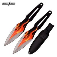 Perfect Point Orange Fire Flame Throwing Knives w/ Sheath 228mm (K-PP-108-2F)