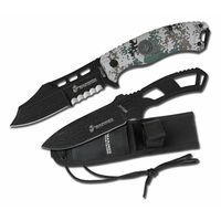 M-Tech USA Marine Black & Camo Knife Set With Thrower & Molle Nylon Sheath - K-M-1032DM