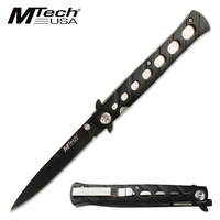 MTech USA 5" Black Aluminium Handle Folding Stiletto Knife - MT-317