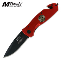 M-Tech Xtreme Fire Fighter Emergency Pocket Survival Knife - Red - MX-8017F