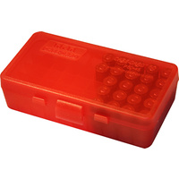 MTM Pistol Ammo Box 50 Round Flip-Top 38 Special 357 Mag Clear Red P50-38-29