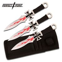 Perfect Point Chopper Red Flame 7" Throwing Knives 3 Piece Set - PP-020-3