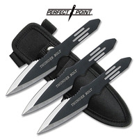 Perfect Point Set of 3 Black Thunder Bolt Throwing Knives - RC-595-3