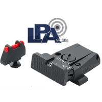 LPA SPR Black Adjustable Target with Fiber Front Sight Set Glock 17 to 43 - SPR36GL7F