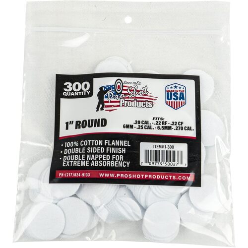 Pro-Shot 22-270 cal Round Patches 300 Pack - 1-300