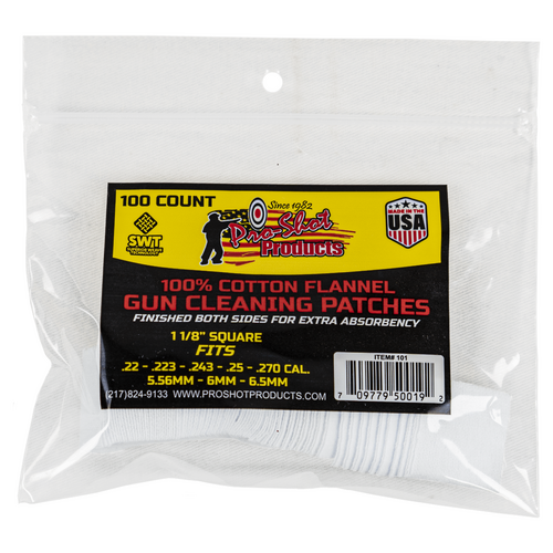 Pro-Shot 22-270 cal Square Patches 100 Pack - 101