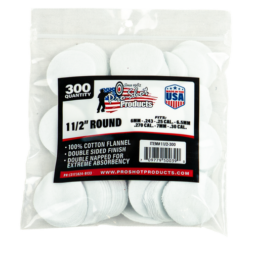 Pro-Shot 6mm-30cal Round Patches 300 Pack - 11/2-300