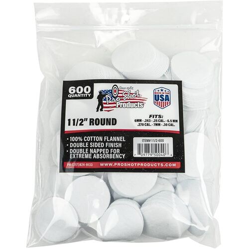 Pro-Shot 6mm-30cal Round Patches 600 Pack - 11/2-600