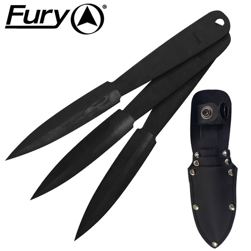 Fury 3 Piece Night Thrower Throwing Knives 18.5cm Long - 11404