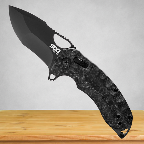 SOG Kiku XR Black Linen Micarta Pocket Knife - 12-27-02-57