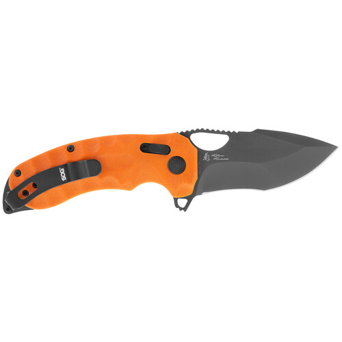 SOG Kiku XR LTE Blaze Orange G10 Carbon Pocket Knife - 12-27-03-57