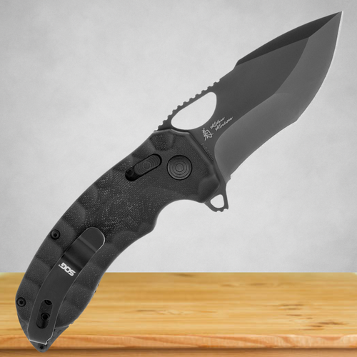 SOG Kiku XR LTE Blackout Micarta Carbon Pocket Knife - 12-27-04-57