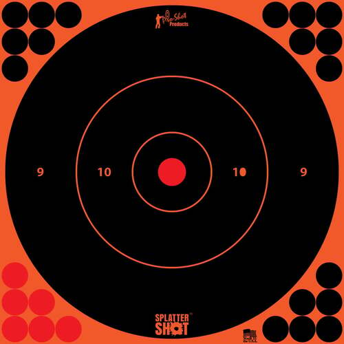 Pro-Shot Splatter Shot 12" Orange Peel & Stick Bullseye Target 12-pack - 12B-ORNG-12PK