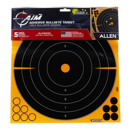 Allen EZ Aim Adhesive Splash™ Bullseye Target 12″ x 12″ - 5 Pack