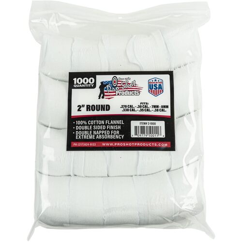 Pro-Shot 270-38 cal Round Patches 1000 Pack - 2-1000