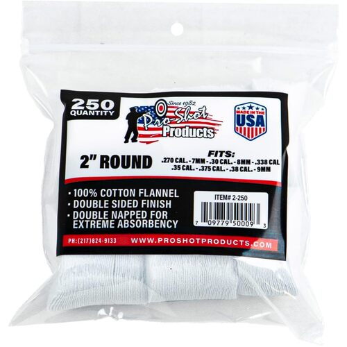Pro-Shot 270-38 cal Round Patches 250 Pack - 2-250