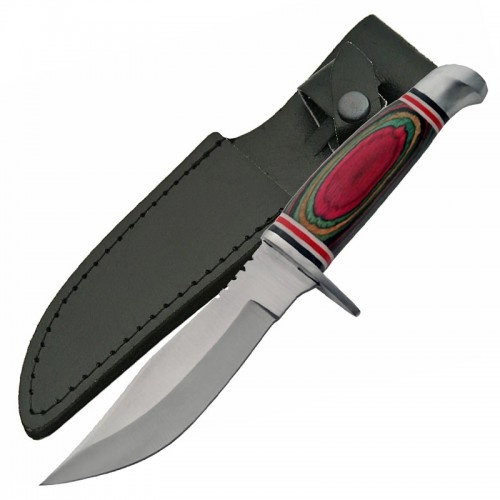 Skinner Bowie Knife (22cm) with Leather Sheath - Hunting Camping Sharp Survival Tactical Knives - 203285