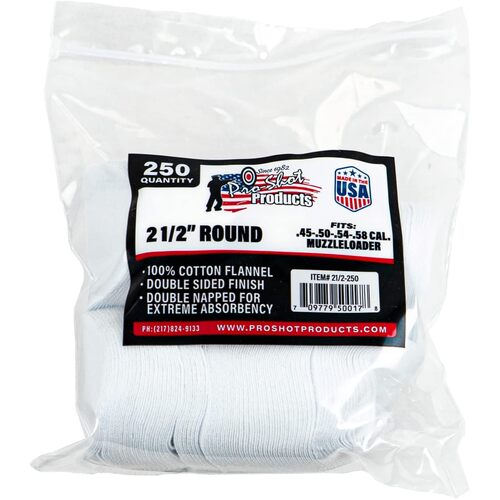 Pro-Shot 45-58 cal Square Patches 250 Pack - 21/2-250