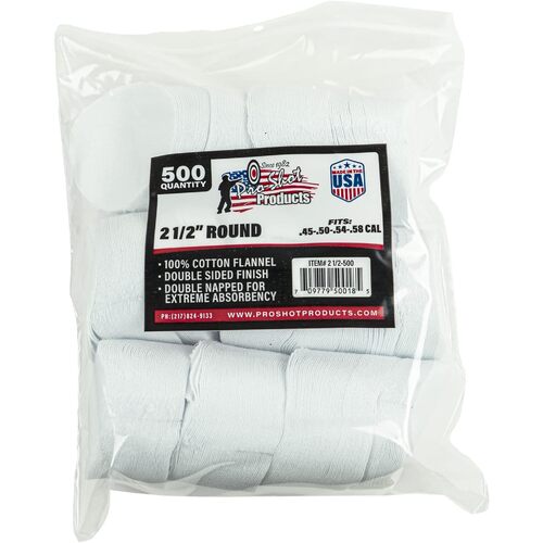 Pro-Shot 45-58 cal Square Patches 500 Pack - 21/2-500
