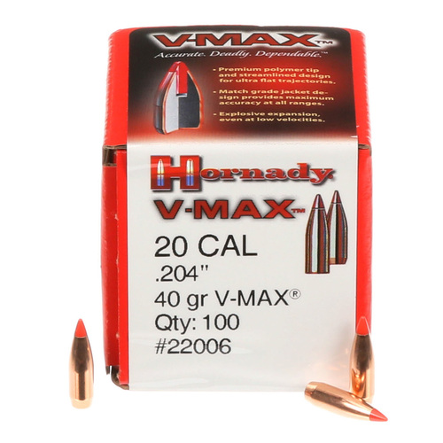 Hornady V-MAX® Projectiles .20 cal 40 gr 100 Pack - H22006