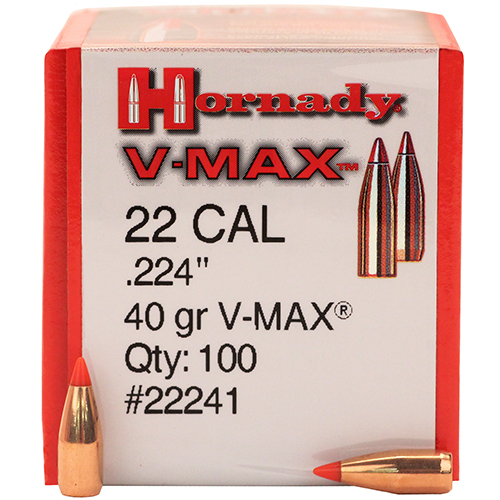 Hornady V-MAX® Rifle Projectiles  22 Cal 40gr 100 Pack - 22241