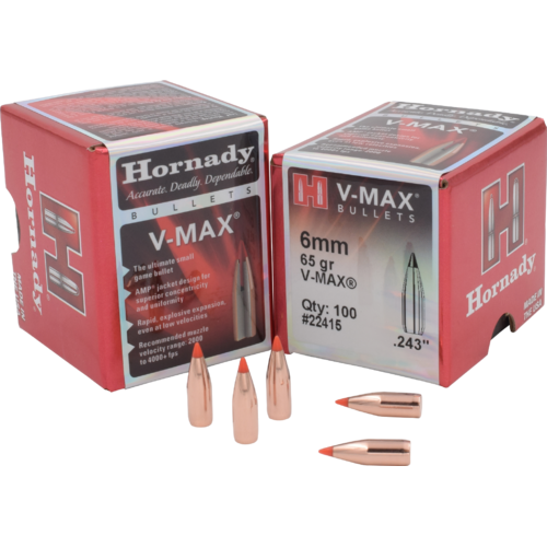 Hornady V-MAX® Projectiles 6mm cal 65 gr 100 Pack