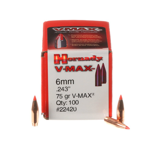 Hornady V-MAX® Projectiles 6mm cal 75 gr 100 Pack