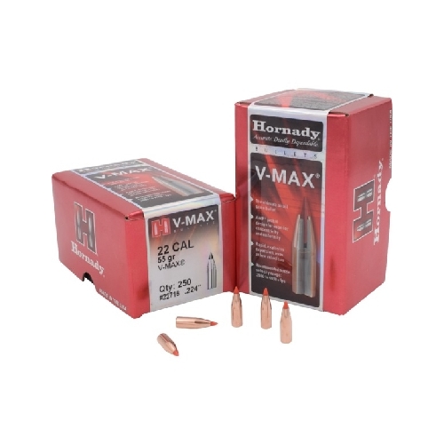 Hornady .224 22 cal 55 grain V-MAX Bullets 250 pack - 22716