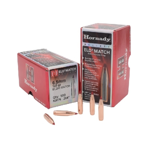 Hornady .264 6.5mm cal 123 grain ELD-M Match Bullets 100 pack - 26176