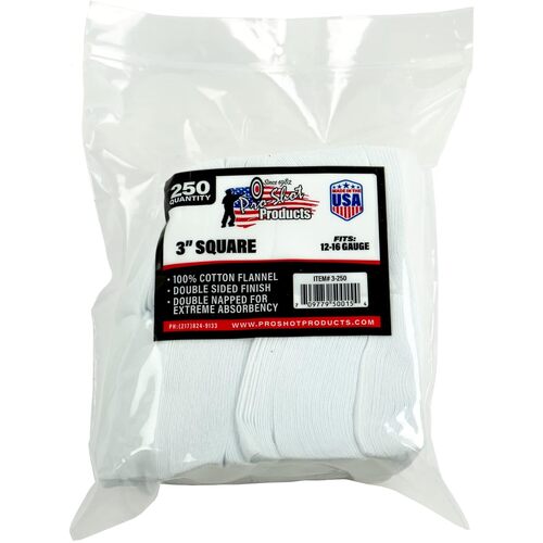 Pro-Shot 12-16 ga Square Patches 250 Pack - 3-250
