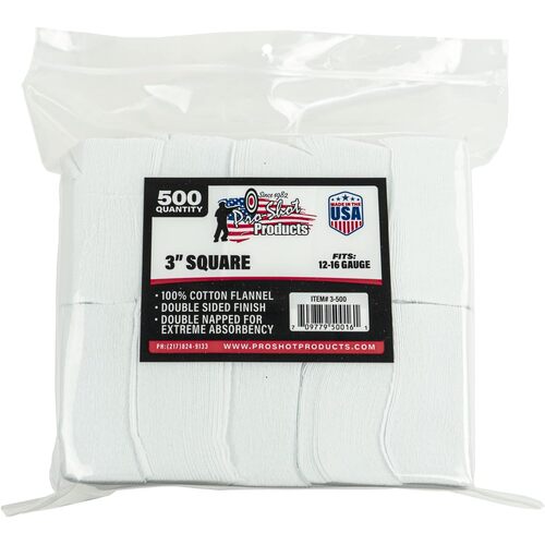 Pro-Shot 12-16 ga Square Patches 500 Pack - 3-500