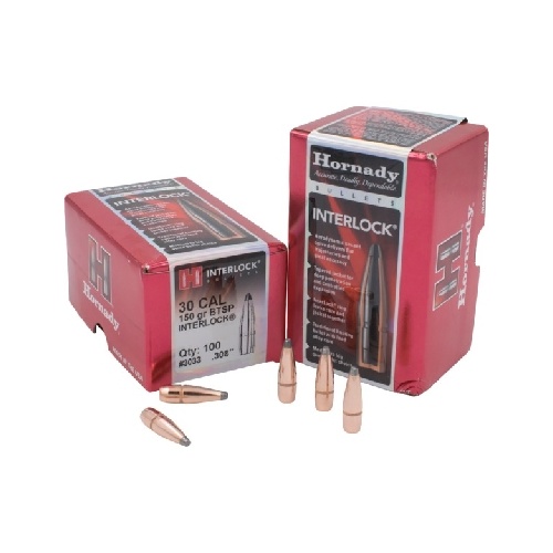 Hornady 30 cal 150 gr BTSP Interlock Projectiles 100 pack