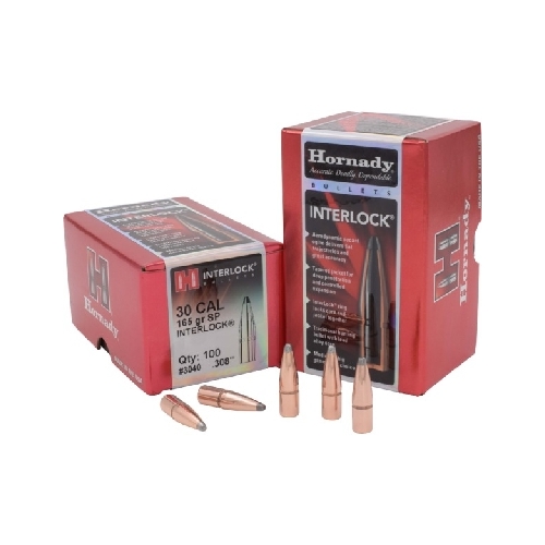 Hornady .308 30 cal 165 grain SP Interlock Bullets 100 pack - 3040