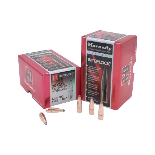 Hornady .308 30 cal 180 grain BTSP Interlock Bullets 100 pack - 3072