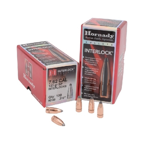 Hornady .310 7.62 cal 123 grain SP Interlock Bullets 100 pack – for 7.62x39 - 3140
