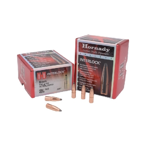 Hornady .323 8mm 195 grain SP Interlock Bullets 100 pack - 3236