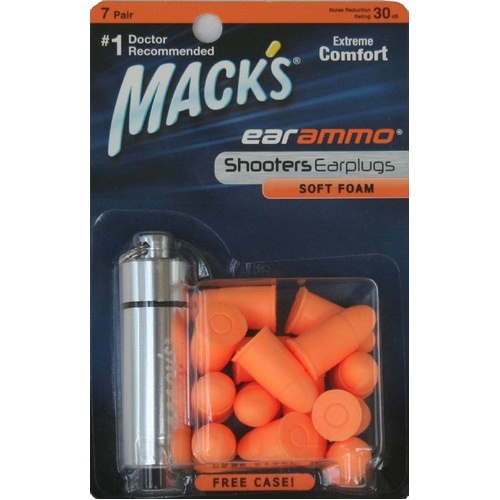 Macks Ear Ammo Foam Earplugs - 7 Pair with Case - 33732