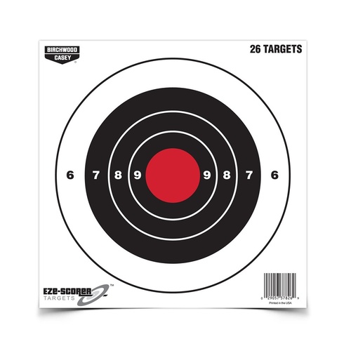 Birchwood Casey Eze-Scorer™ 8" Bull's-eye Paper Target 26 Sheet Pack- 37826