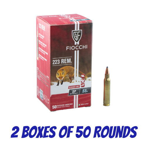 Fiocchi 223 Remington 55gr Soft Point - 2 Boxes of 50 Rounds - 70563200