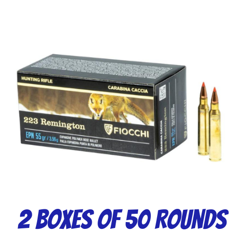 Fiocchi 223 Remington 55gr VMAX Polymer Tip - 2 Boxes of 50 Rounds - 70563500